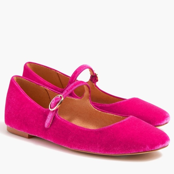 J. Crew Shoes - J. Crew Factory | NWOT Hot Pink Magenta Velvet Mary Janes Flats